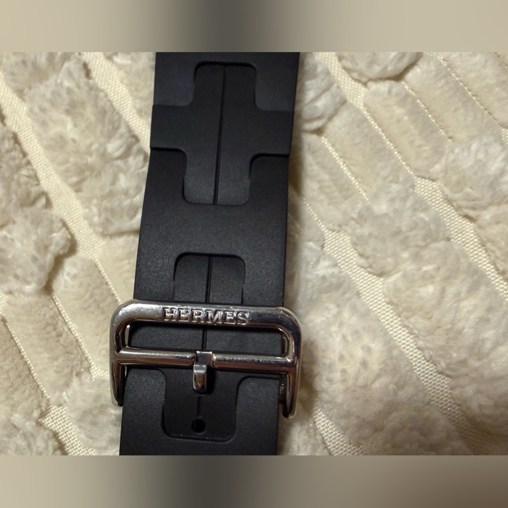 Hermes Black Apple Watch Band (Single tour deployment buckle band)